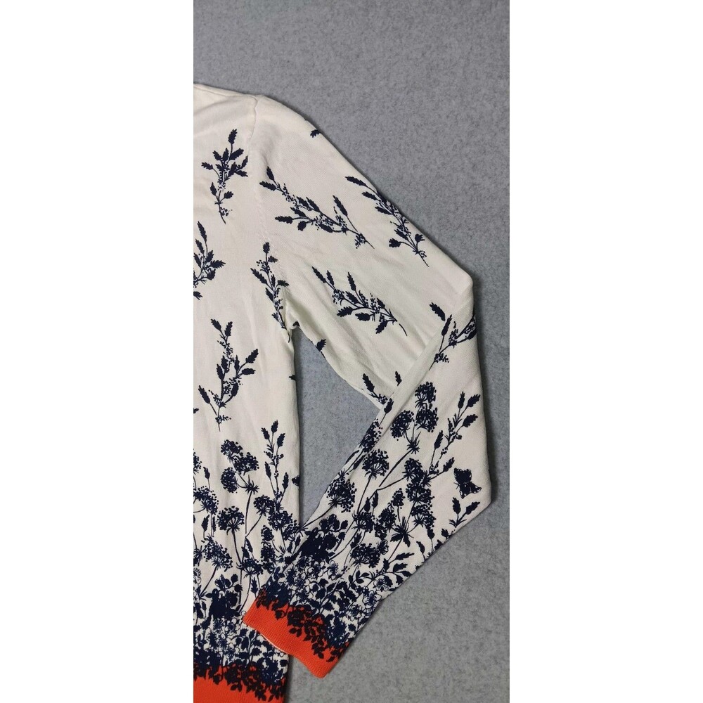Talbots Contrast Hem Button Up Cardigan M Falling Floral Preppy Academia Classic - Picture 6 of 13